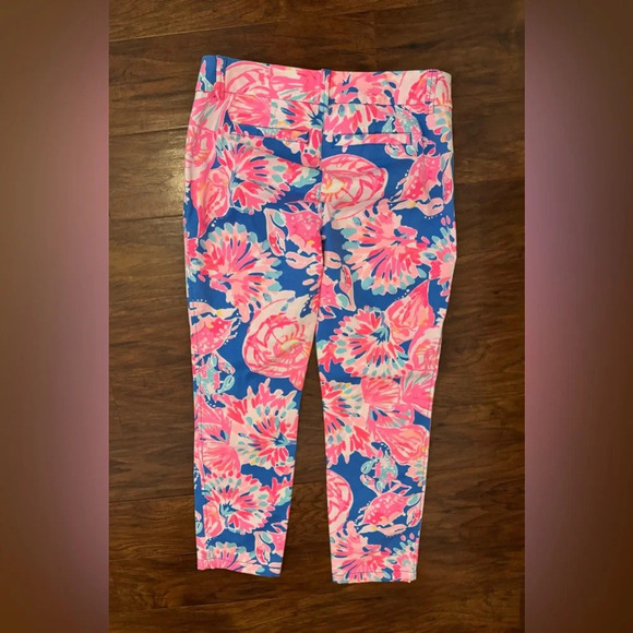 Lilly Pulitzer Sadie Stretch Crab Cropped Pants Bright Coastal South Beach Sz 0 - Picture 2 of 11